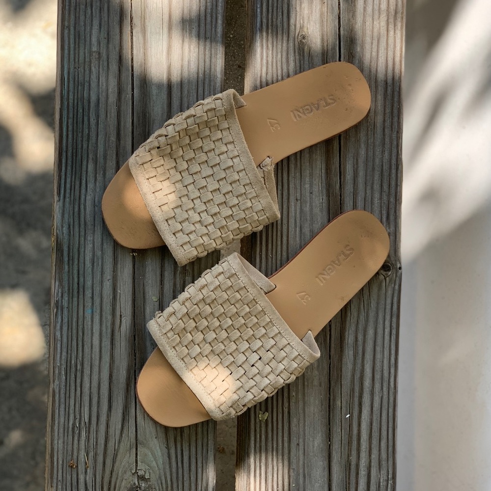 St. Agni suede slip on sandals